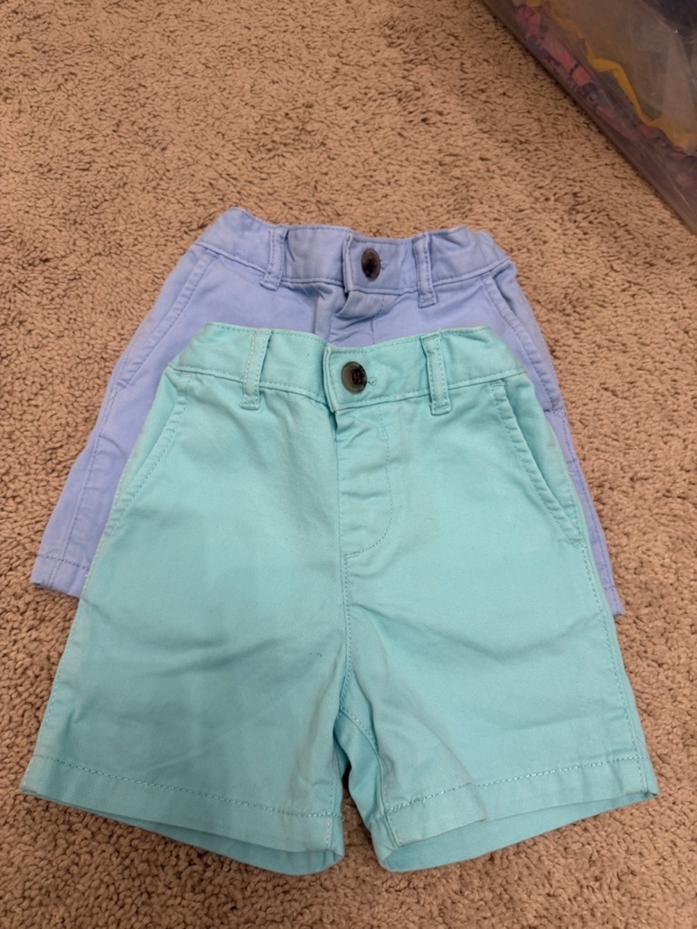 The Children's Place Cotton Shorts in Mint and Light Blue